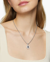 Evil Eye Mobile Amulet in 18K White Gold with Pavé Blue Sapphires and Diamonds, 20.5mm